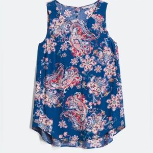 Floral Paisley Sleeveless Blouse - Blue